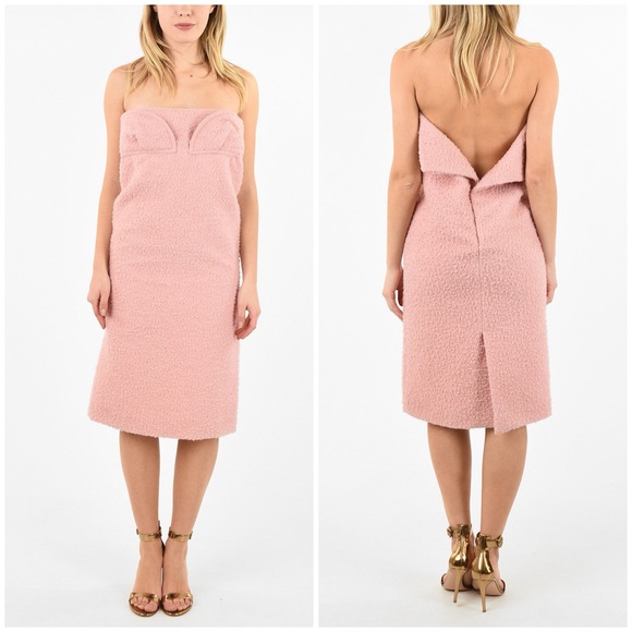 NWT Marni Split Back Hem Below Knee Strapless Dress with Belt Pink Sz 44 - Picture 2 of 16